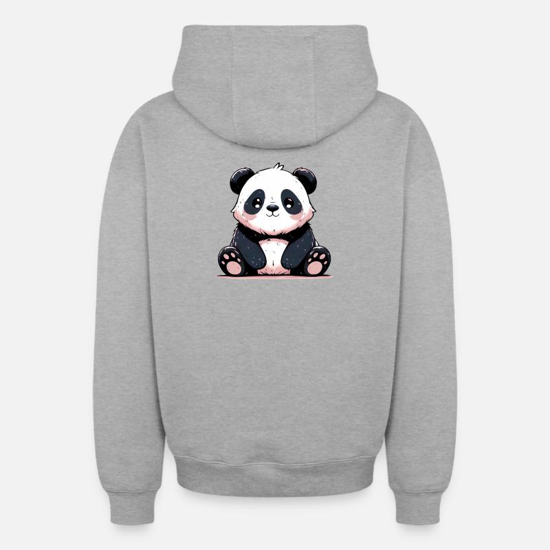 Panda - Sweat à capuche unisexe zippé oversize épais SPREAD - gris chiné