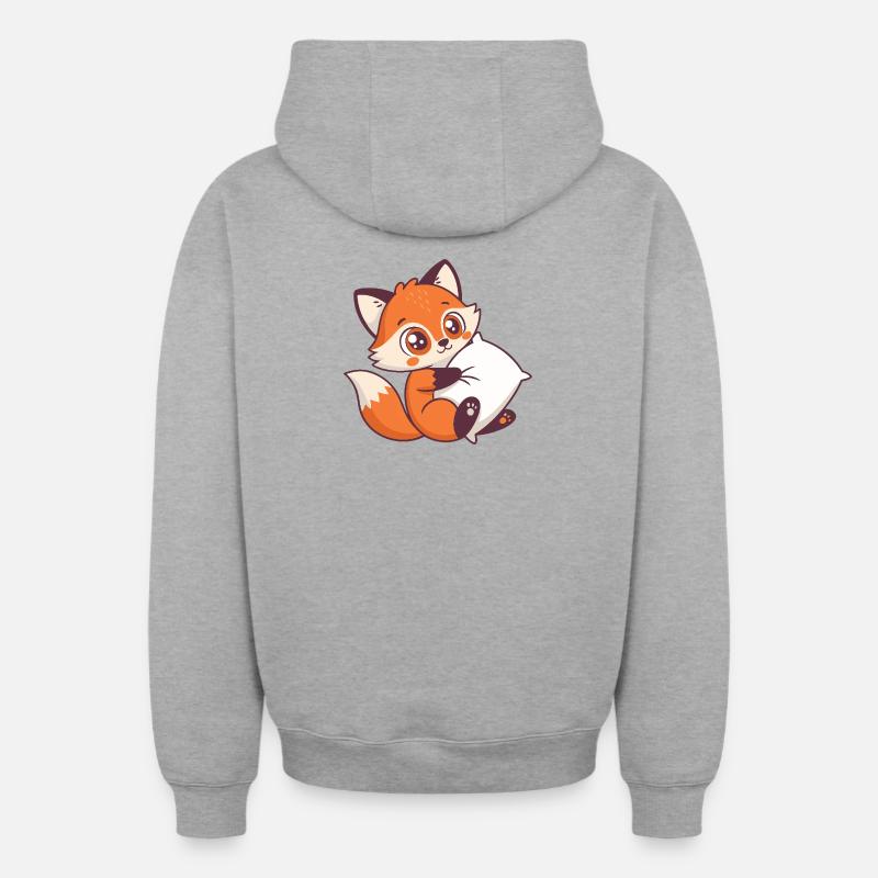 Renard cosy et oreiller - Sweat à capuche unisexe zippé oversize épais SPREAD - gris chiné