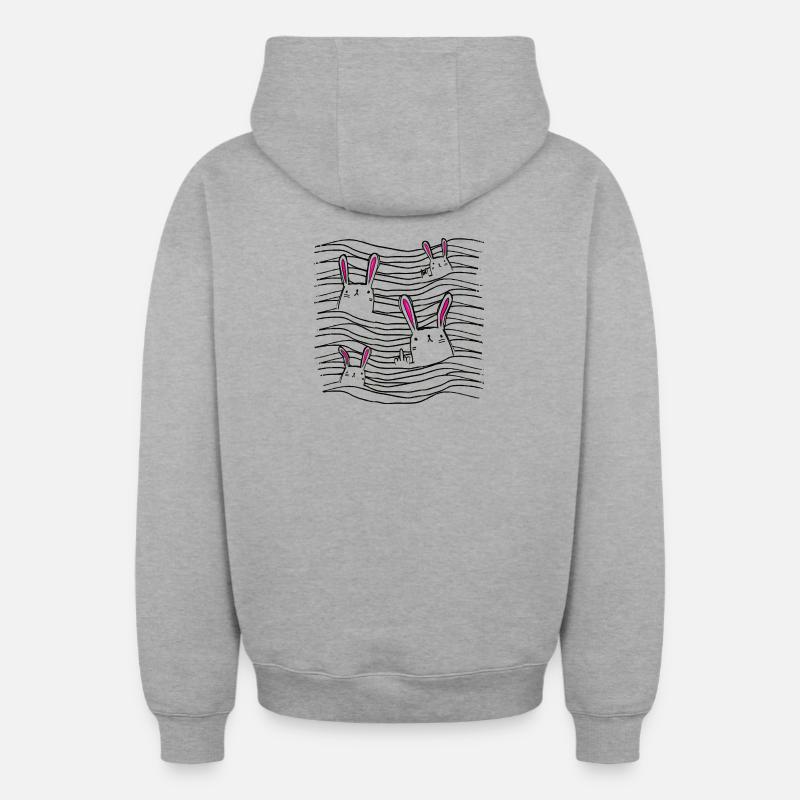 Cheeky lapins - lapin - dessin - Sweat à capuche unisexe zippé oversize épais SPREAD - gris chiné