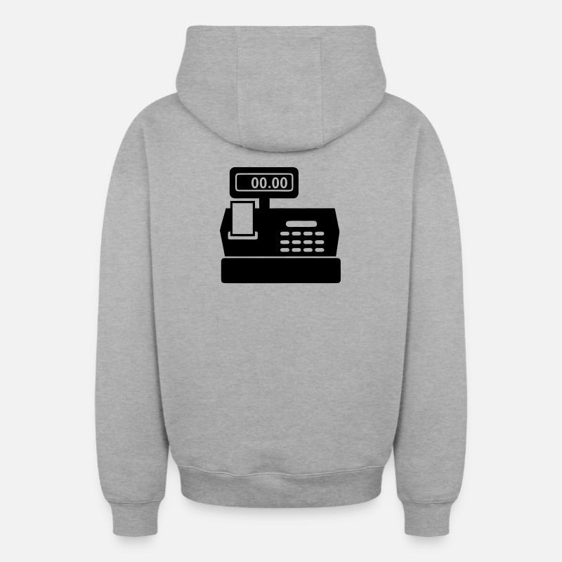 Caisse enregistreuse pour supermarché - Sweat à capuche unisexe zippé oversize épais SPREAD - gris chiné