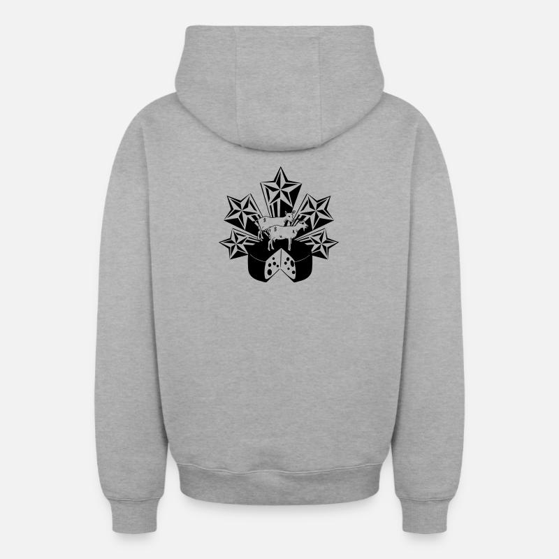 Fromage aux étoiles de chèvre - Sweat à capuche unisexe zippé oversize épais SPREAD - gris chiné