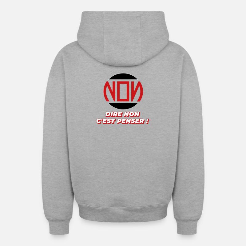 Dire non - Sweat à capuche unisexe zippé oversize épais SPREAD - gris chiné
