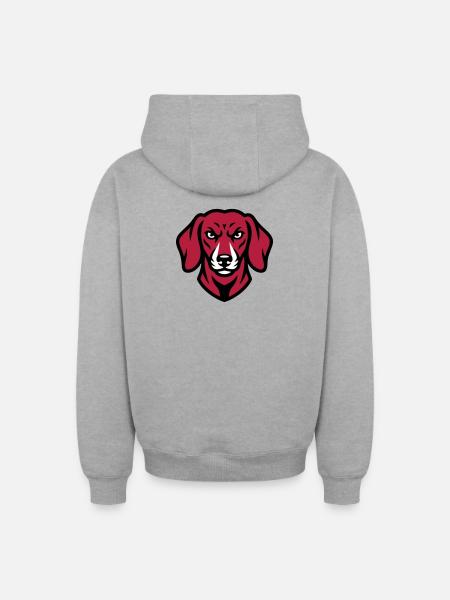 Dackel Maskottchen Logo - Oversized Heavyweight Unisex Zip Hoodie - Grau meliert