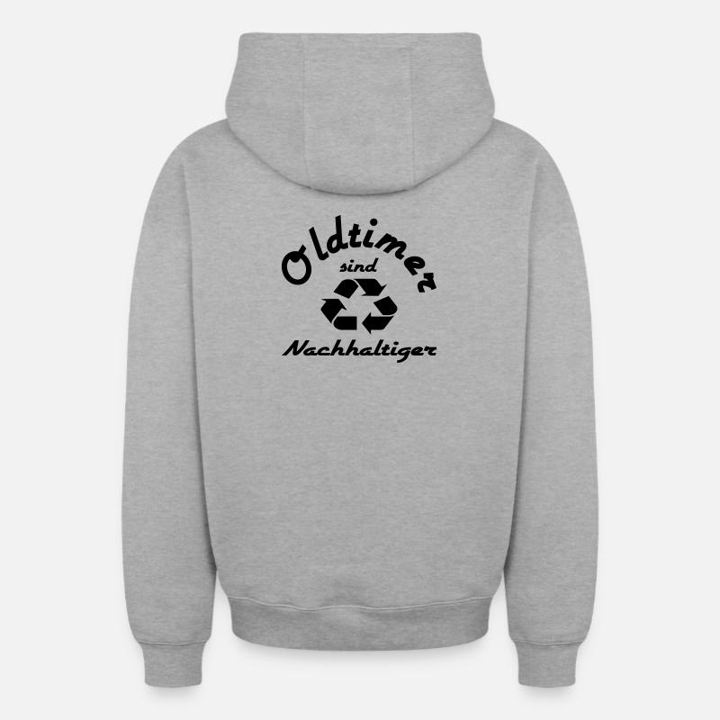 Oldtimer sind Nachhaltiger - Oversized Heavyweight Unisex Zip Hoodie - Grau meliert