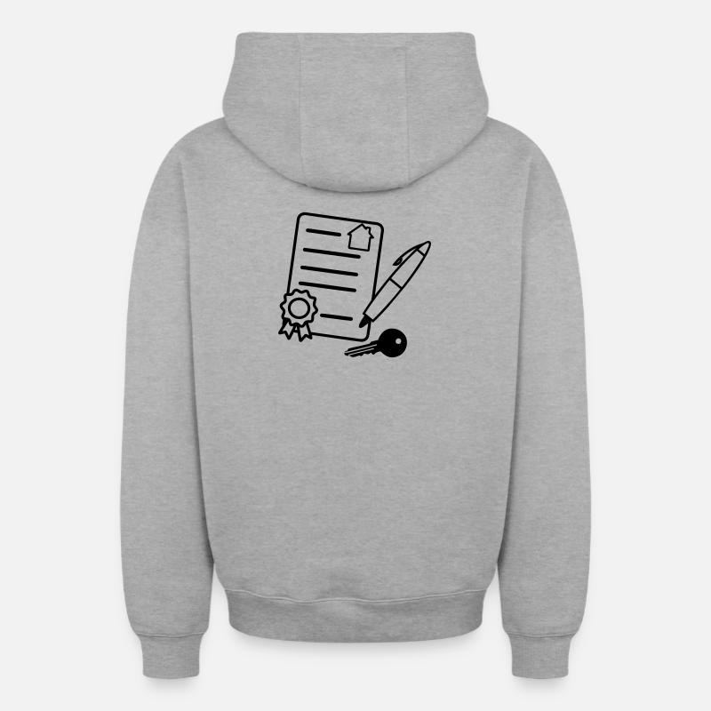 Contrat de signature de maison - Sweat à capuche unisexe zippé oversize épais SPREAD - gris chiné