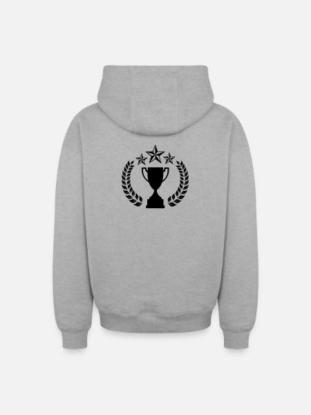 Laurel wreath with above three stars - Oversized Heavyweight Unisex Zip Hoodie - heather grey