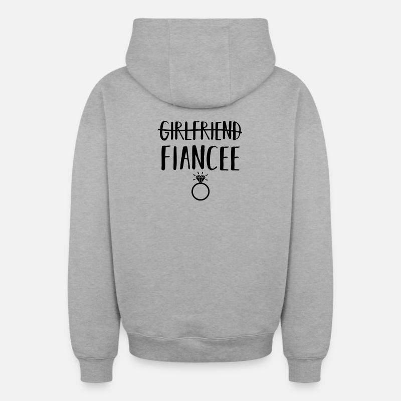 Fiancée Engagement - Sweat à capuche unisexe zippé oversize épais SPREAD - gris chiné