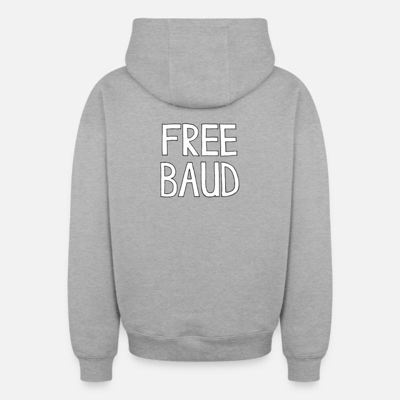 BAUD LIBRE - Sweat à capuche unisexe zippé oversize épais SPREAD - gris chiné