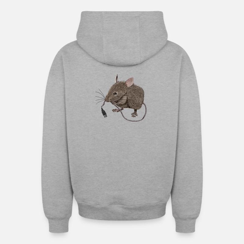 Souris USB - Sweat à capuche unisexe zippé oversize épais SPREAD - gris chiné