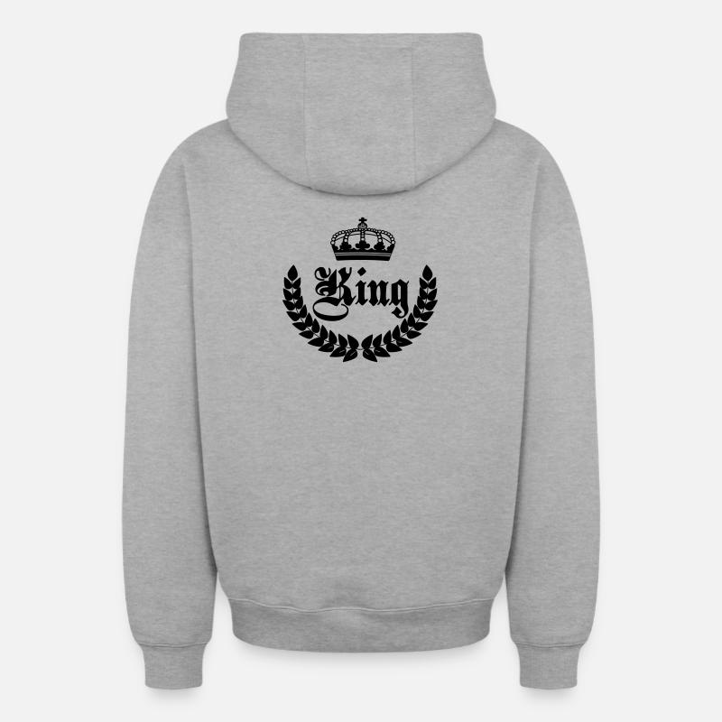 Couronne royale - Sweat à capuche unisexe zippé oversize épais SPREAD - gris chiné