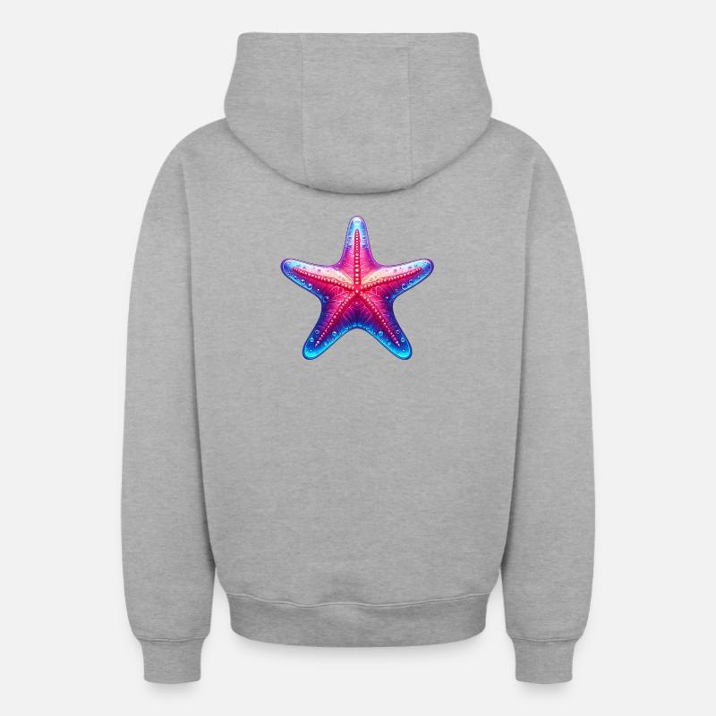 Étoile de mer - Sweat à capuche unisexe zippé oversize épais SPREAD - gris chiné