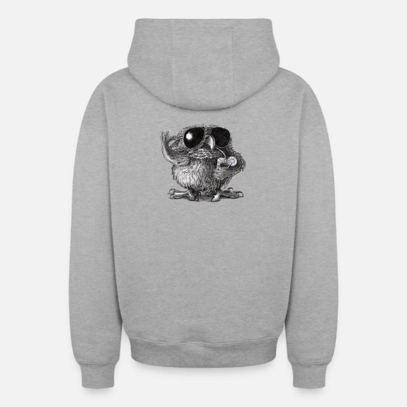 Coole Eule - Oversized Heavyweight Unisex Zip Hoodie - Grau meliert