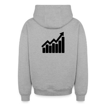 Chart stocks for office - Oversized Heavyweight Unisex Zip Hoodie - heather grey - Back - AI Model Male 185 dark (185cm)