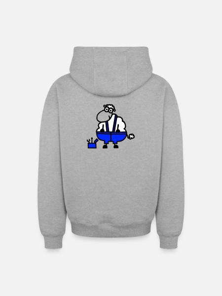 Craftsman's sheep, hero of labor - Oversized Heavyweight Unisex Zip Hoodie - heather grey