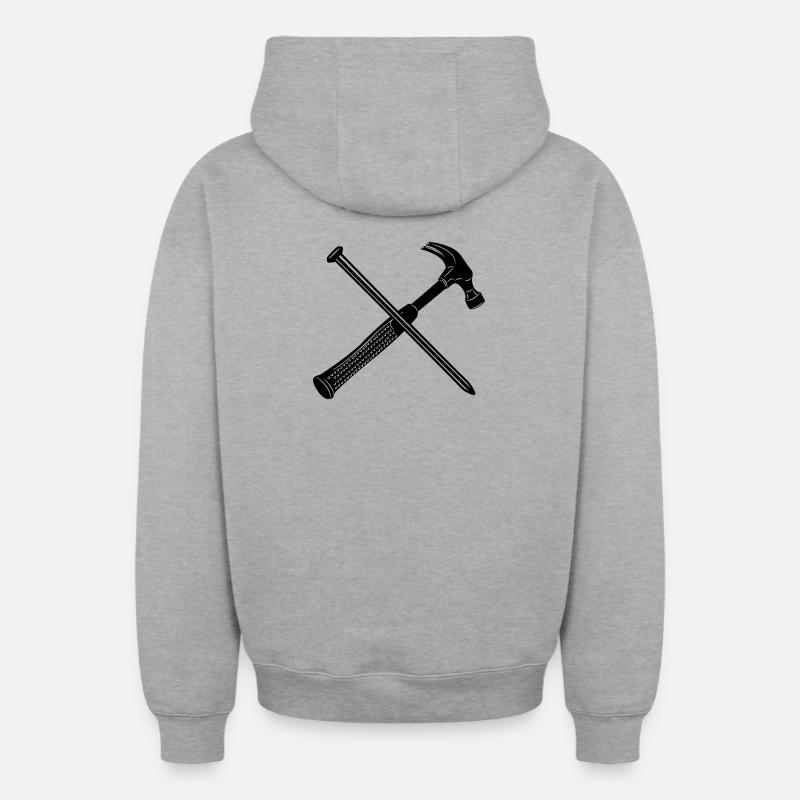 Marteau et clou - Sweat à capuche unisexe zippé oversize épais SPREAD - gris chiné