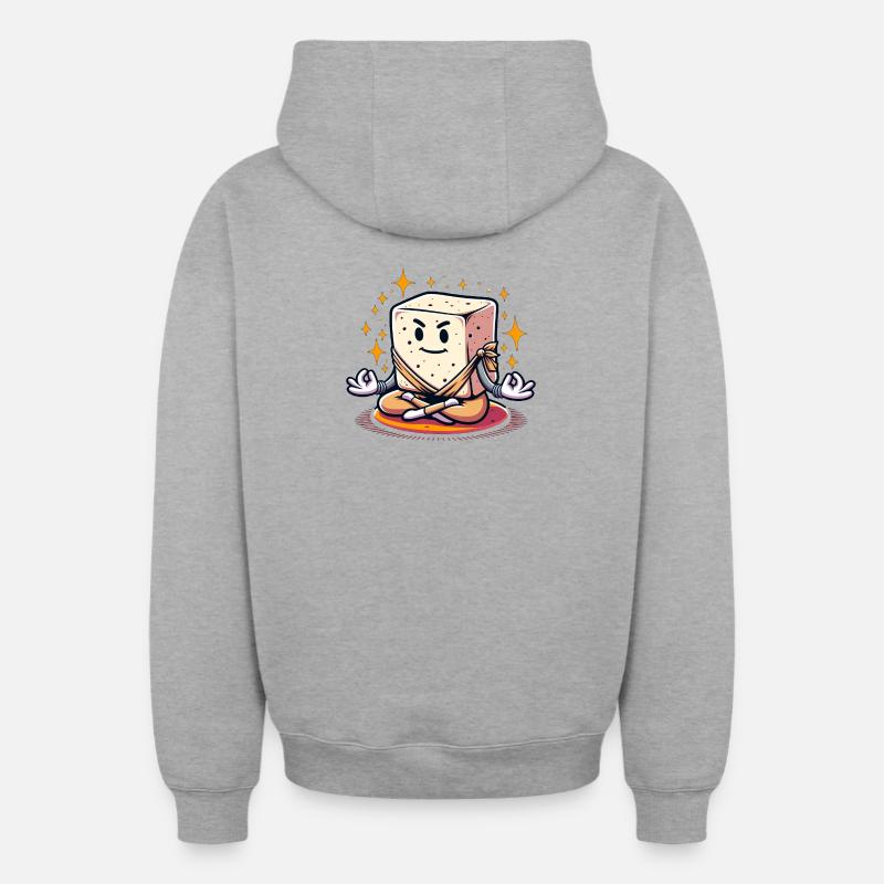 Maître Zen Tofu - Sweat à capuche unisexe zippé oversize épais SPREAD - gris chiné