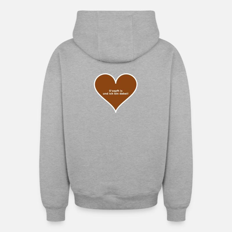 lebkuchenherz Munich Octobre - Sweat à capuche unisexe zippé oversize épais SPREAD - gris chiné