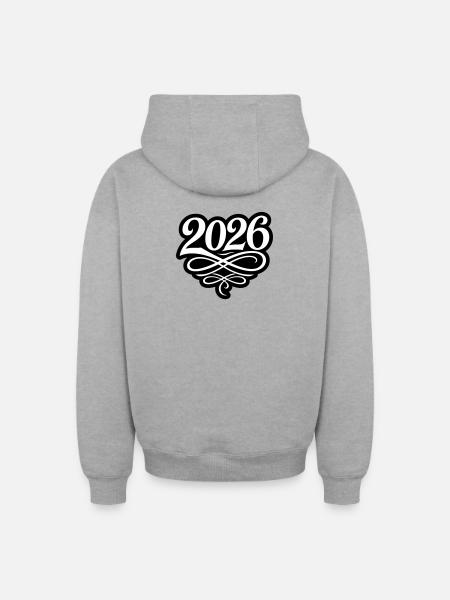 Année 2026 - Sweat à capuche unisexe zippé oversize épais SPREAD - gris chiné