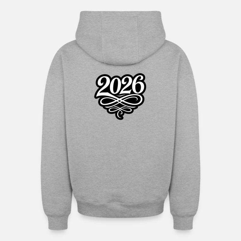 Année 2026 - Sweat à capuche unisexe zippé oversize épais SPREAD - gris chiné