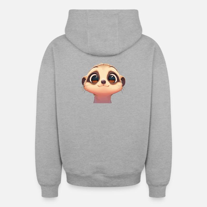 Suricate Erdmännchen - Sweat à capuche unisexe zippé oversize épais SPREAD - gris chiné