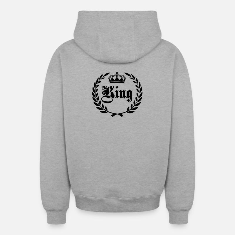 Roi - Sweat à capuche unisexe zippé oversize épais SPREAD - gris chiné