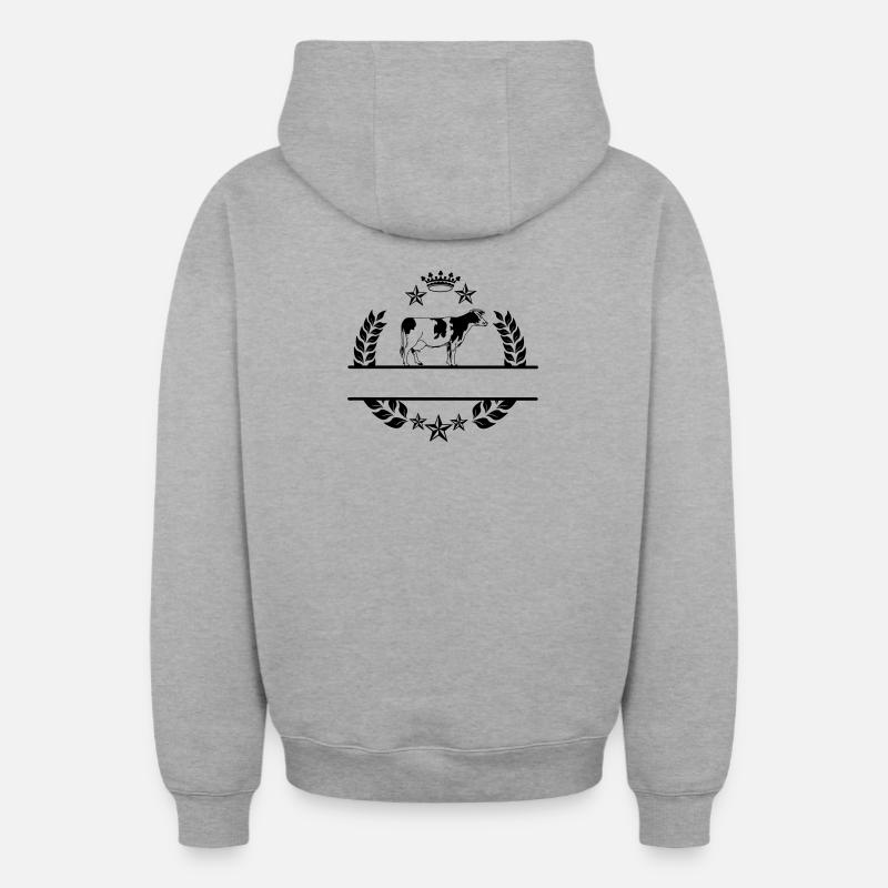 Vache gagnante - Sweat à capuche unisexe zippé oversize épais SPREAD - gris chiné