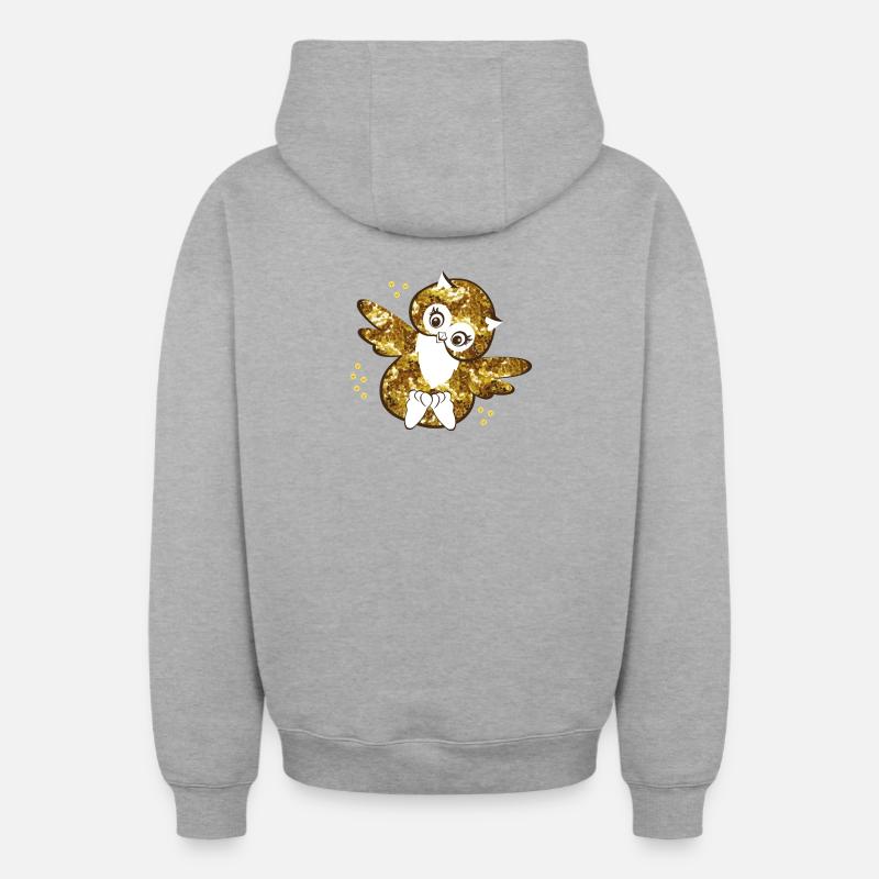 Funkelnde Eulenmädchen Illustration - Oversized Heavyweight Unisex Zip Hoodie - Grau meliert