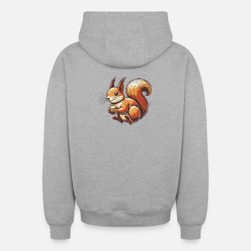 Écureuil - Sweat à capuche unisexe zippé oversize épais SPREAD - gris chiné
