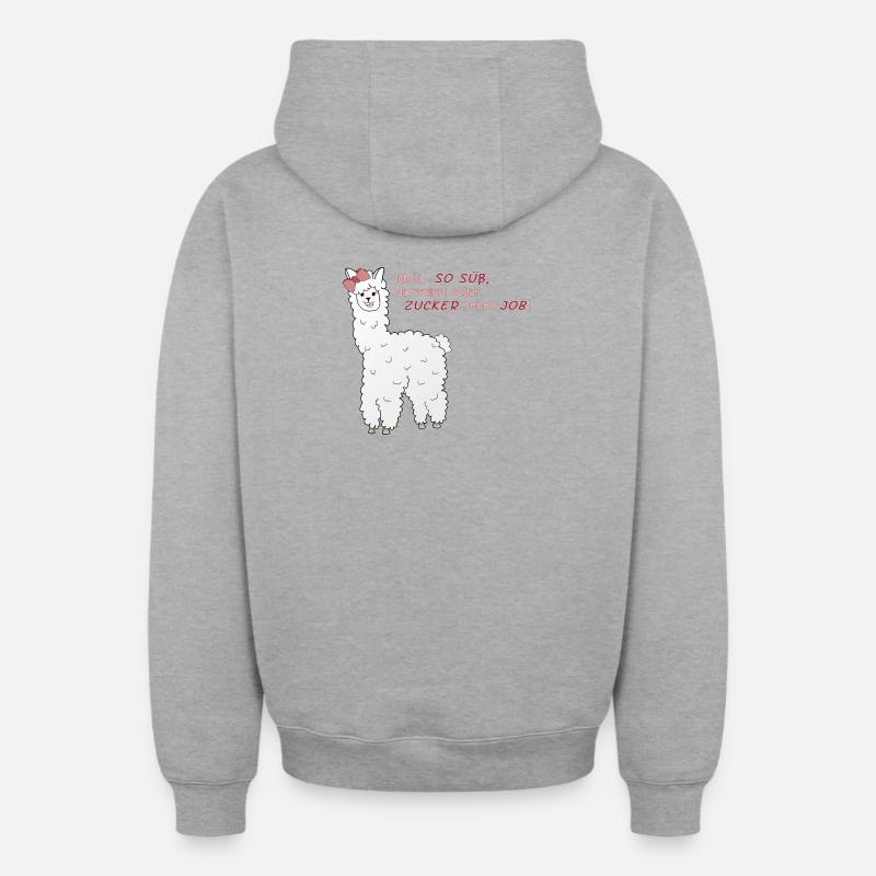 Süßes Alpaka - Oversized Heavyweight Unisex Zip Hoodie - Grau meliert