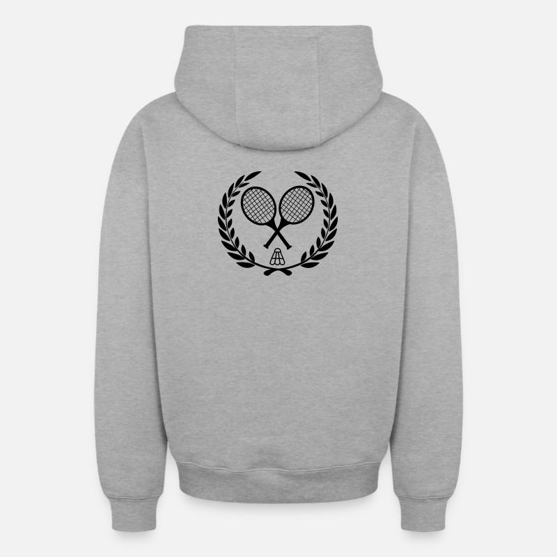 Raquettes de badminton et tireur - Sweat à capuche unisexe zippé oversize épais SPREAD - gris chiné