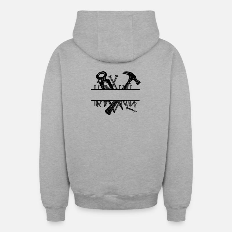 Clous logo de charpentier - Sweat à capuche unisexe zippé oversize épais SPREAD - gris chiné