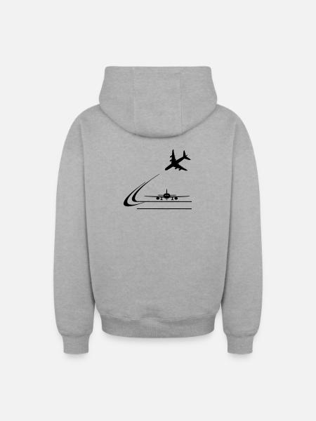 Atterrissage d’aéronefs - Sweat à capuche unisexe zippé oversize épais SPREAD - gris chiné