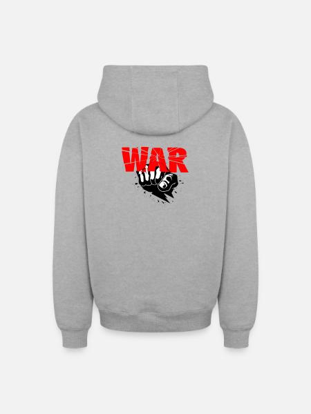No War - Sweat à capuche unisexe zippé oversize épais SPREAD - gris chiné