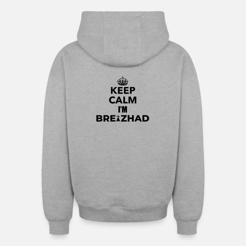 Keep calm i'm Breizhad - Sweat à capuche unisexe zippé oversize épais SPREAD - gris chiné