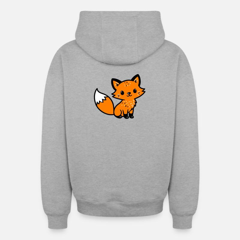 Fuchs Niedlich Comic - Oversized Heavyweight Unisex Zip Hoodie - Grau meliert