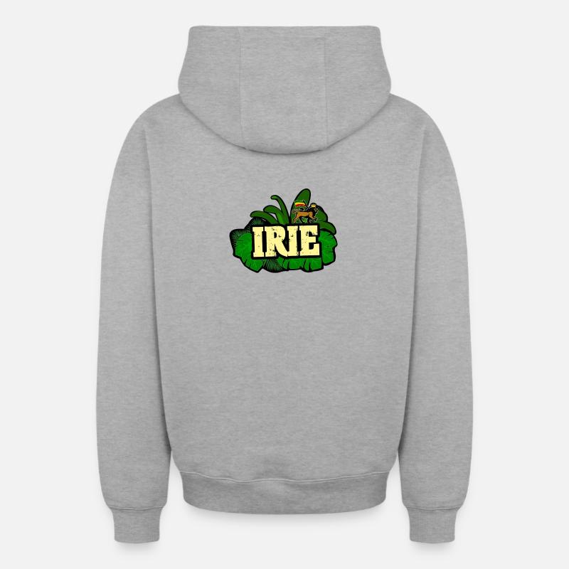 Reggae Irie - Sweat à capuche unisexe zippé oversize épais SPREAD - gris chiné