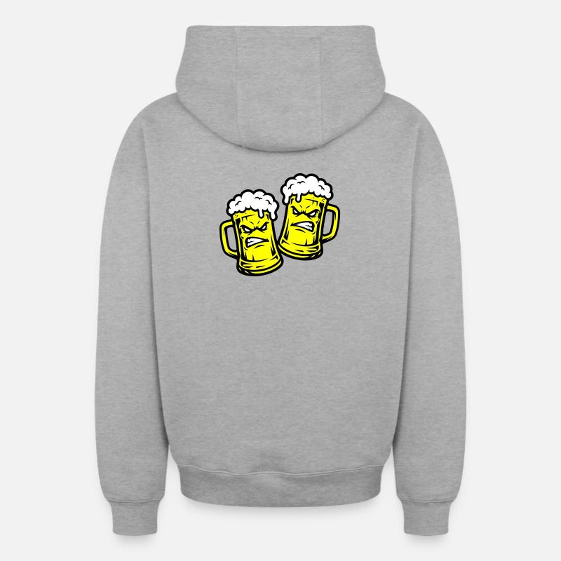 Bier Comic Bierglas - Oversized Heavyweight Unisex Zip Hoodie - Grau meliert
