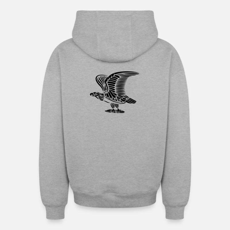 Aigle aux ailes - Sweat à capuche unisexe zippé oversize épais SPREAD - gris chiné
