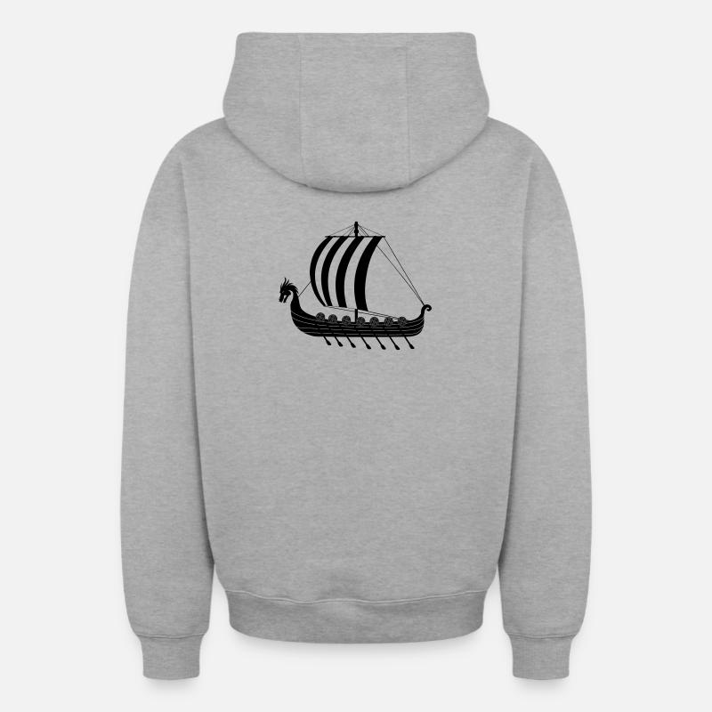 Wikinger-Drachenschiff dragar - Oversized Heavyweight Unisex Zip Hoodie - Grau meliert