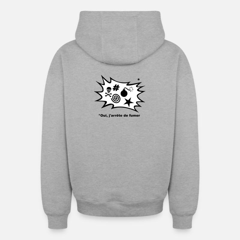 Effectivement, J'arrête de fumer... - Sweat à capuche unisexe zippé oversize épais SPREAD - gris chiné