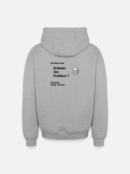 Erfinder des Freibiers - Oversized Heavyweight Unisex Zip Hoodie - Grau meliert