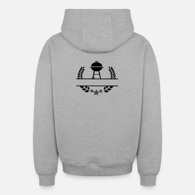 BBQ Monogramm Lorbeerkranz - Oversized Heavyweight Unisex Zip Hoodie - Grau meliert