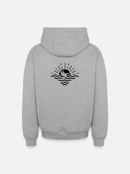 sunset pigeon - Oversized Heavyweight Unisex Zip Hoodie - heather grey