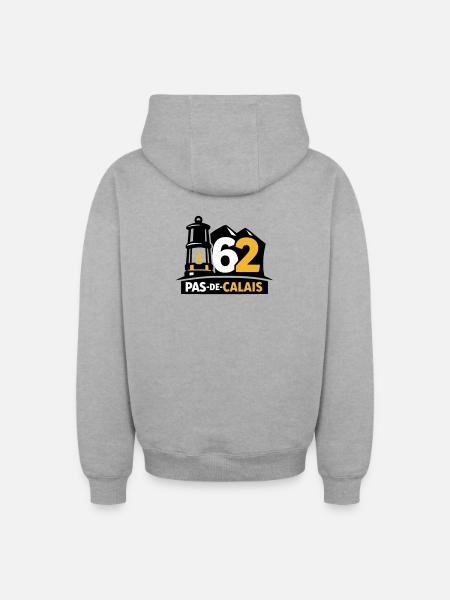 62 Pas de Calais Emblem - Oversized Heavyweight Unisex Zip Hoodie - heather grey