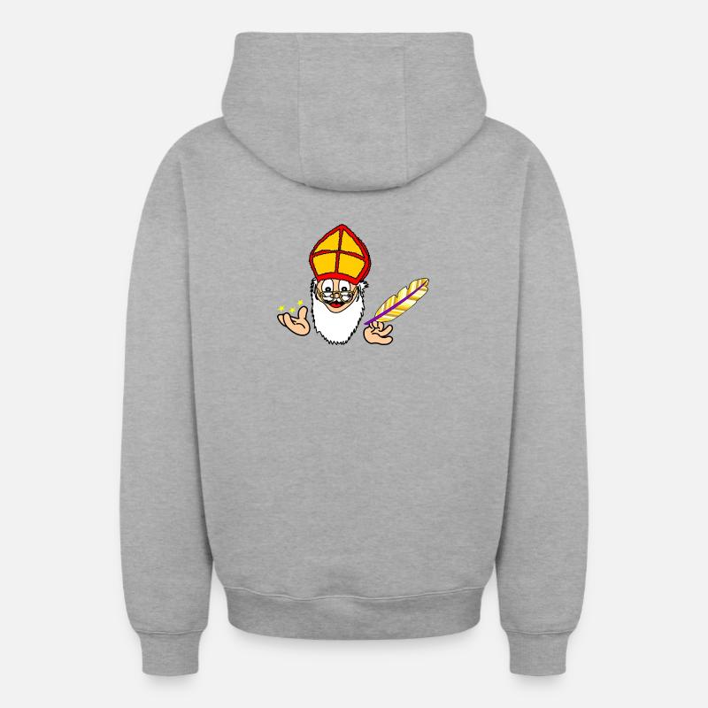 Père Noël - Sweat à capuche unisexe zippé oversize épais SPREAD - gris chiné