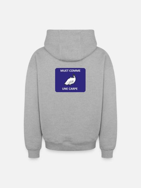 Silent as a carp - Oversized Heavyweight Unisex Zip Hoodie - heather grey