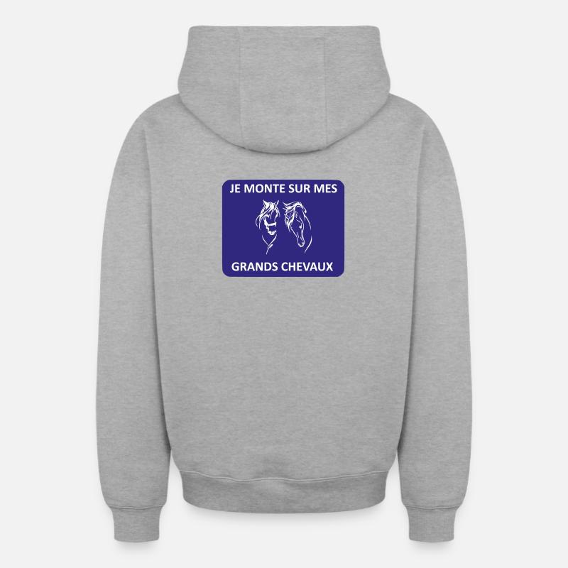 Monter sur ses grands chevaux - Sweat à capuche unisexe zippé oversize épais SPREAD - gris chiné