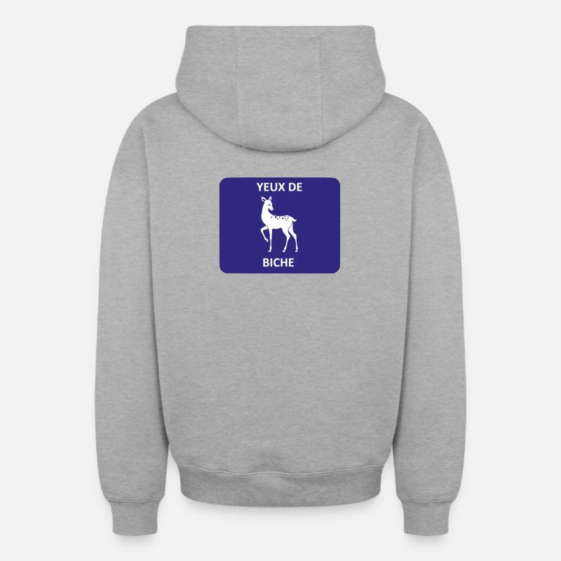 Yeux de biche - Sweat à capuche unisexe zippé oversize épais SPREAD - gris chiné