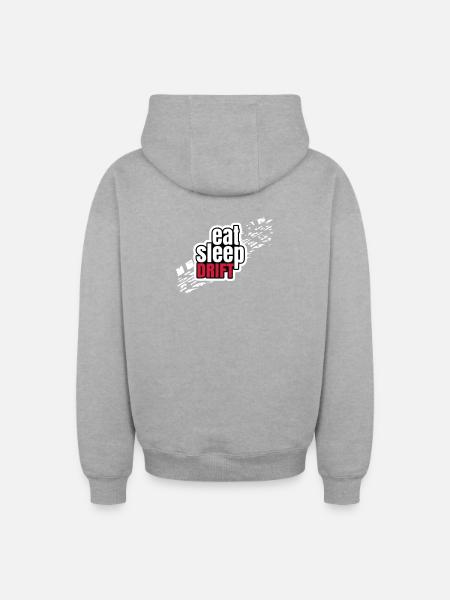 Eat Sleep Drift - Oversized Heavyweight Unisex Zip Hoodie - heather grey