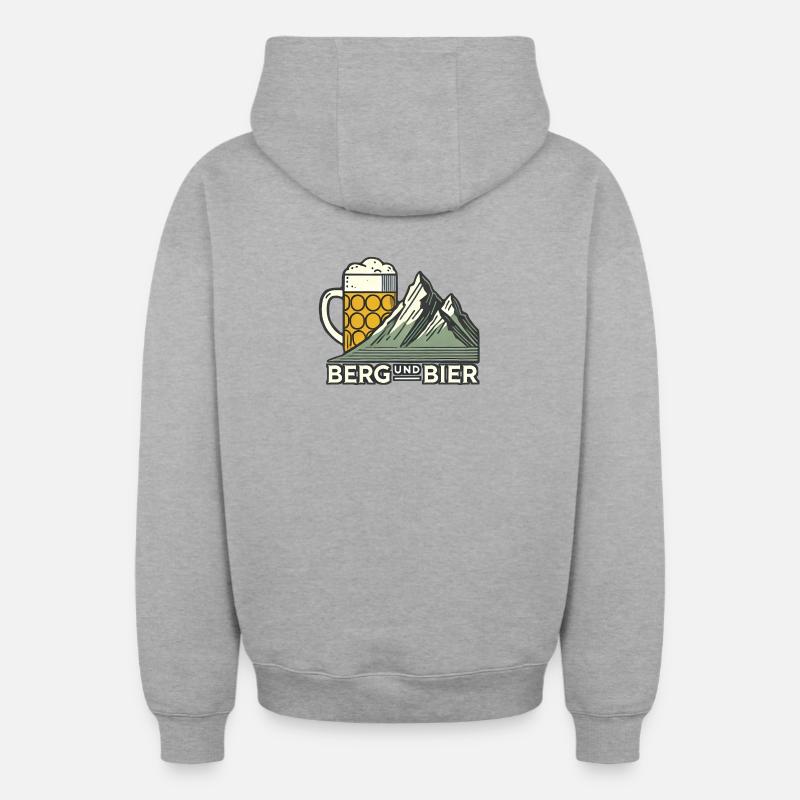 Berg und Bier V1 - Oversized Heavyweight Unisex Zip Hoodie - Grau meliert